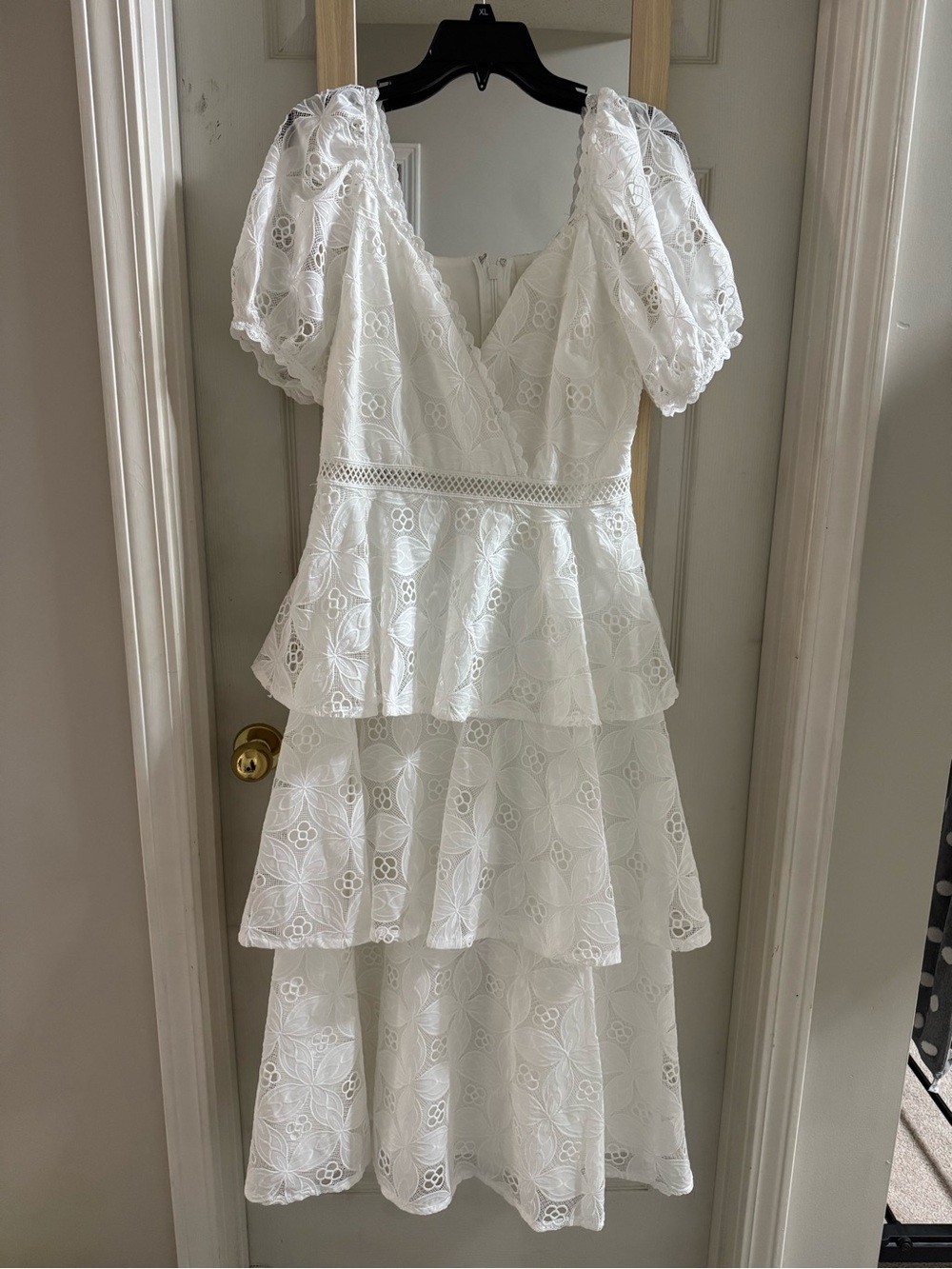 NWT Just me White Eyelet Lace V-Neck Dress